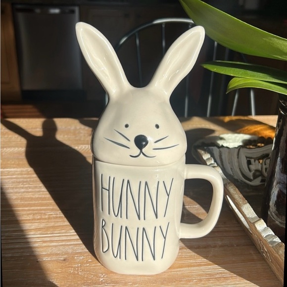 Rae Dunn "Hunny Bunny" Ceramic Mug  Removable Bunny Ear Lid/Topper. - Picture 13 of 13